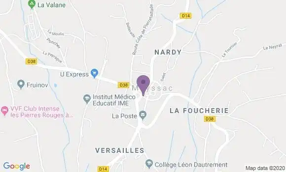Localisation Crédit Agricole Agence de Meyssac