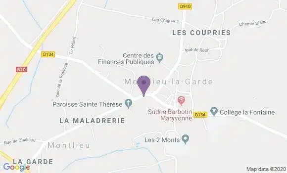 Localisation Crédit Agricole Agence de Montlieu la Garde