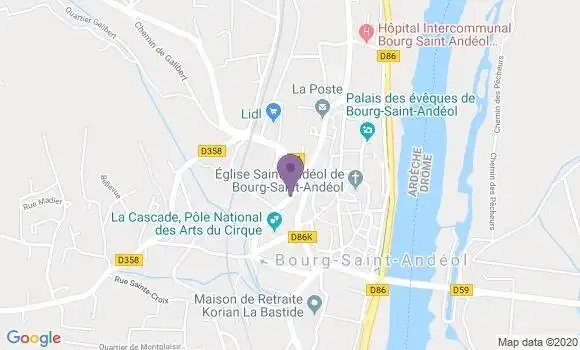 Localisation Crédit Agricole Agence de Bourg Saint Andéol
