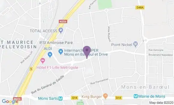 Localisation Crédit Agricole Agence de Mons en Baroeul
