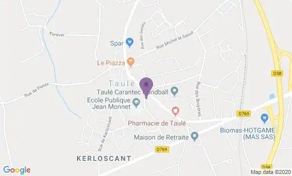 Localisation Crédit Agricole Agence de Taulé