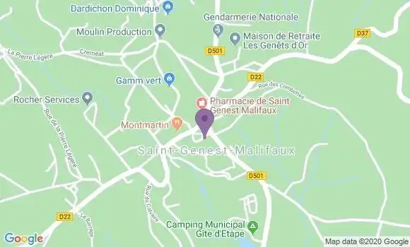 Localisation Crédit Agricole Agence de Saint Genest Malifaux