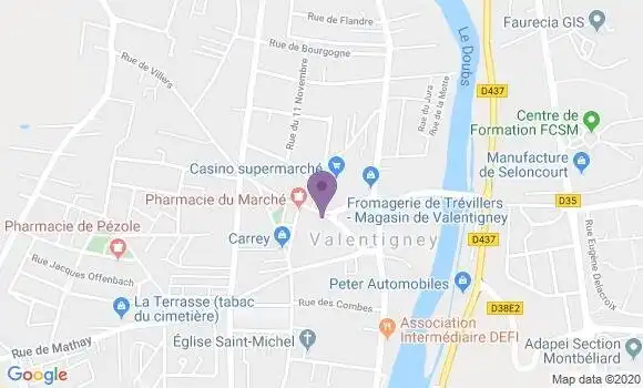 Localisation Crédit Agricole Agence de Valentigney