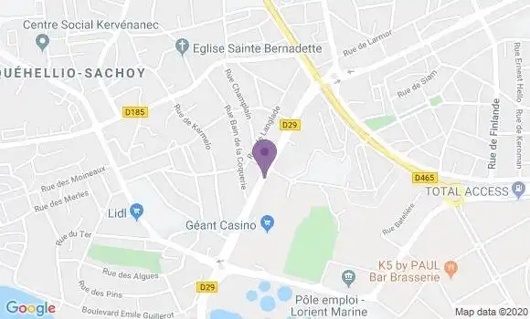 Localisation Crédit Agricole Agence de Lorient Monistrol
