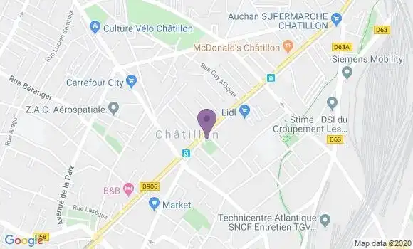 Localisation Crédit Agricole Agence de Châtillon sous Bagneux