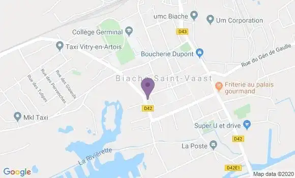 Localisation Crédit Agricole Agence de Biache Saint Vaast