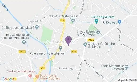 Localisation Crédit Agricole Agence de Castelginest
