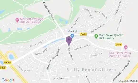 Localisation Crédit Agricole Agence de Bailly Romainvilliers