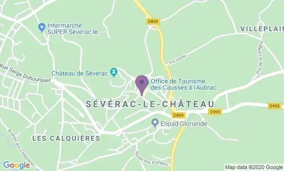Localisation Crédit Agricole Agence de Sévérac le Château