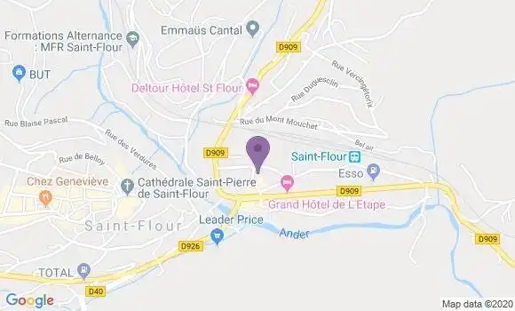 Localisation Crédit Agricole Agence de Saint Flour Margeride