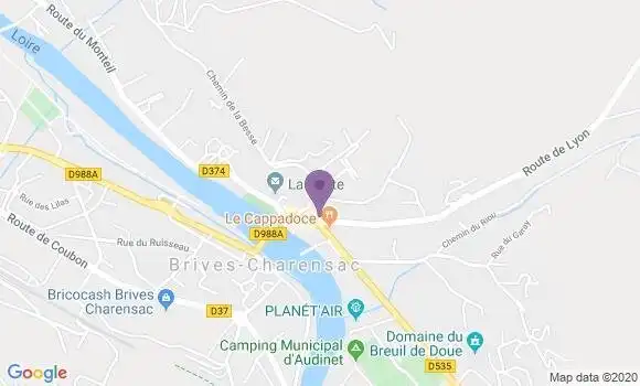 Localisation Crédit Agricole Agence de Brives Charensac
