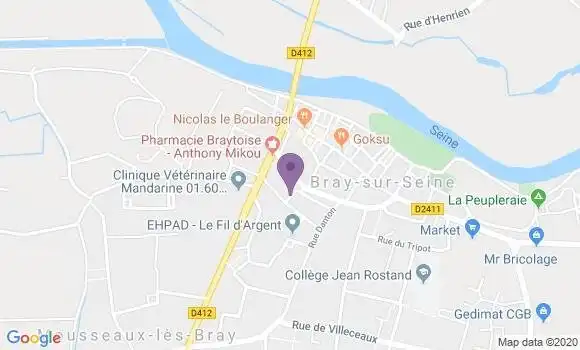 Localisation Crédit Agricole Agence de Bray sur Seine