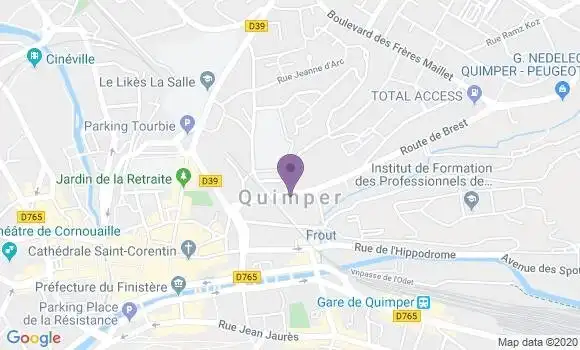 Localisation Crédit Agricole Agence de Quimper Braden