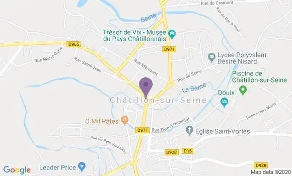 Localisation Crédit Agricole Agence de Châtillon sur Seine