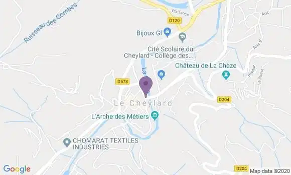 Localisation Crédit Agricole Agence de Le Cheylard