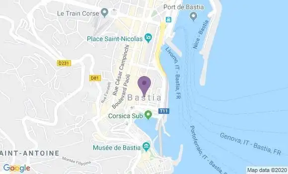 Localisation Crédit Agricole Agence de Bastia Montesoro