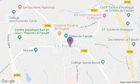 Localisation Crédit Agricole Agence de Le Faouët