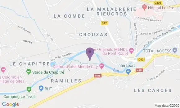 Localisation Crédit Agricole Agence de Mende Ramilles
