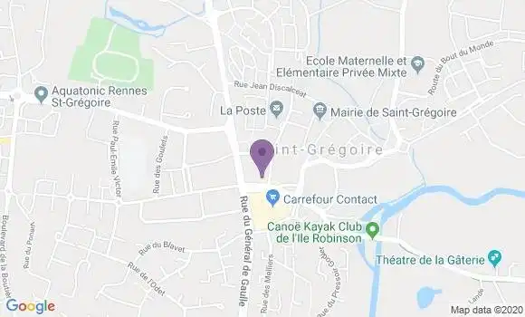 Localisation Crédit Agricole Agence de Saint Grégoire