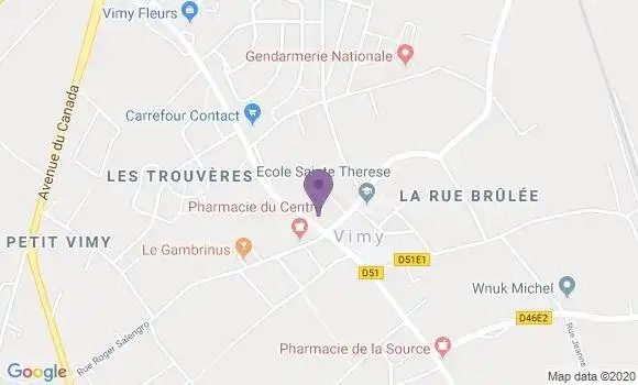 Localisation Crédit Agricole Agence de Vimy