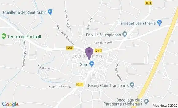 Localisation Crédit Agricole Agence de Lespignan