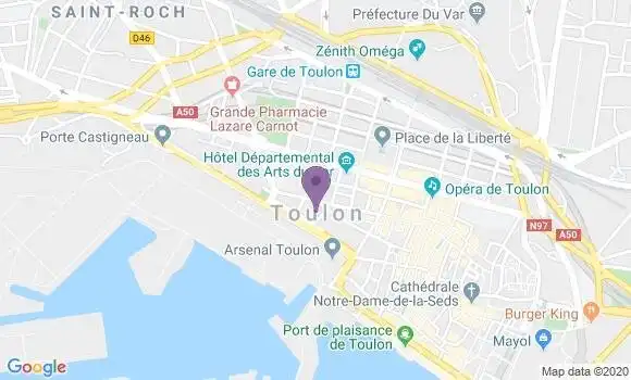 Localisation Crédit Agricole Agence de Toulon Pont du Las