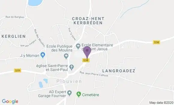 Localisation Crédit Agricole Agence de Plouvien