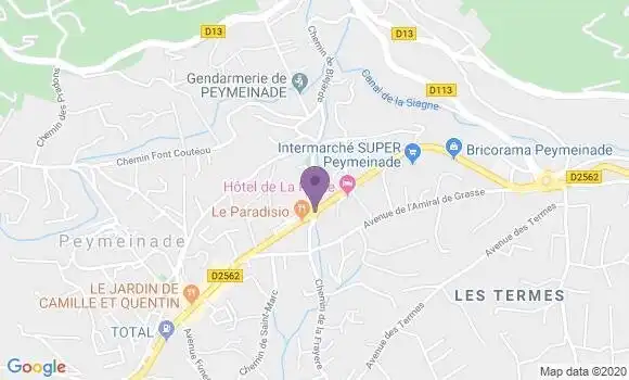 Localisation Crédit Agricole Agence de Peymeinade