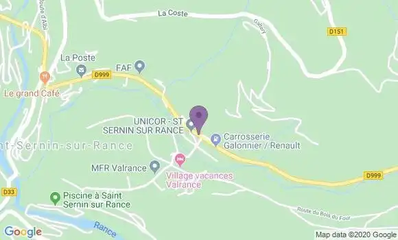 Localisation Crédit Agricole Agence de Saint Sernin sur Rance