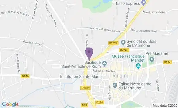 Localisation Crédit Agricole Agence de Riom