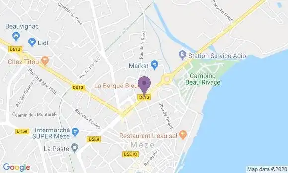 Localisation Crédit Agricole Agence de Mèze Rivage