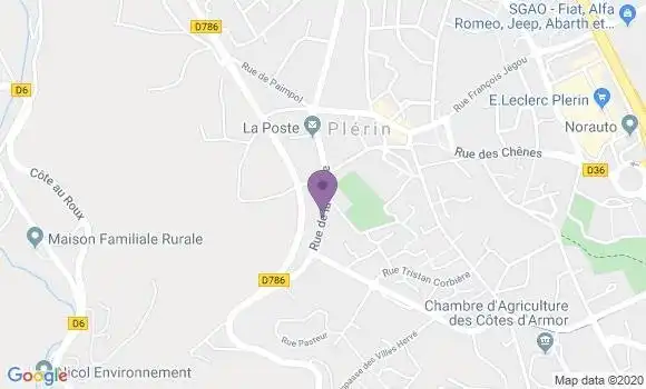 Localisation Crédit Agricole Agence de Plérin