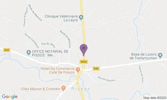 Localisation Crédit Agricole Agence de Pissos