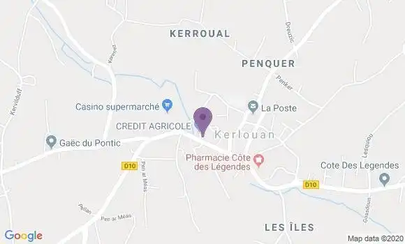 Localisation Crédit Agricole Agence de Kerlouan