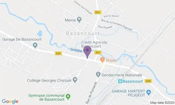 Localisation Crédit Agricole Agence de Bazancourt