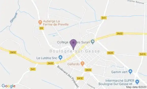 Localisation Crédit Agricole Agence de Boulogne sur Gesse