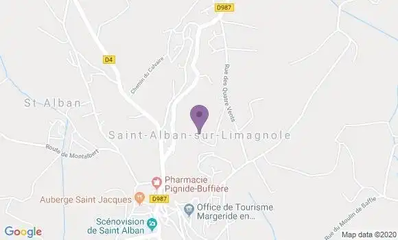 Localisation Crédit Agricole Agence de Saint Alban sur Limagnole
