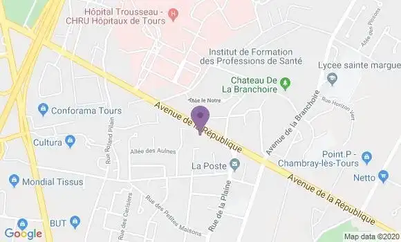 Localisation Crédit Agricole Agence de Chambray lès Tours République