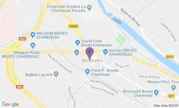 Localisation Crédit Agricole Agence de Brives Charensac Corsac