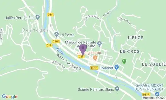 Localisation Crédit Agricole Agence de Bessèges