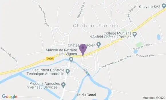Localisation Crédit Agricole Agence de Château Porcien