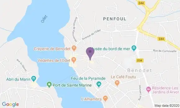 Localisation Crédit Agricole Agence de Bénodet