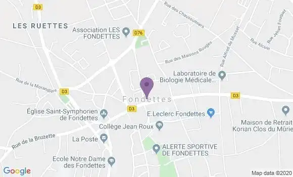 Localisation Crédit Agricole Agence de Fondettes
