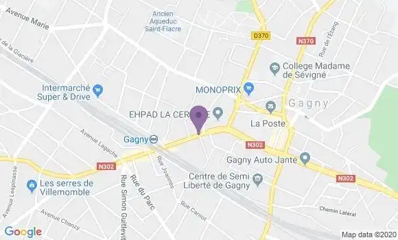 Localisation Crédit Agricole Agence de Gagny