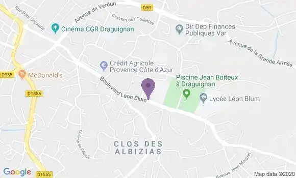 Localisation Crédit Agricole Agence de Draguignan les Négadis