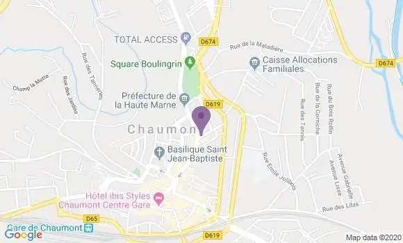 Localisation Crédit Agricole Agence de Chaumont Vieilles Cours