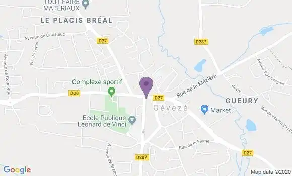 Localisation Crédit Agricole Agence de Gévezé