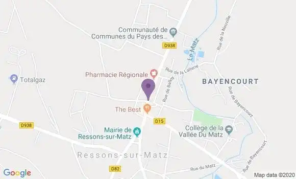 Localisation Crédit Agricole Agence de Ressons sur Matz