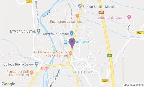 Localisation Crédit Agricole Agence de Massiac