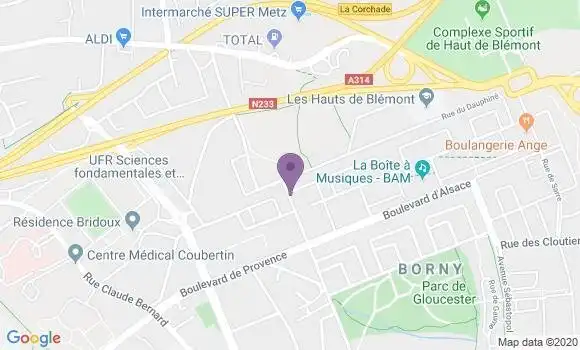 Localisation Crédit Agricole Agence de Metz Borny